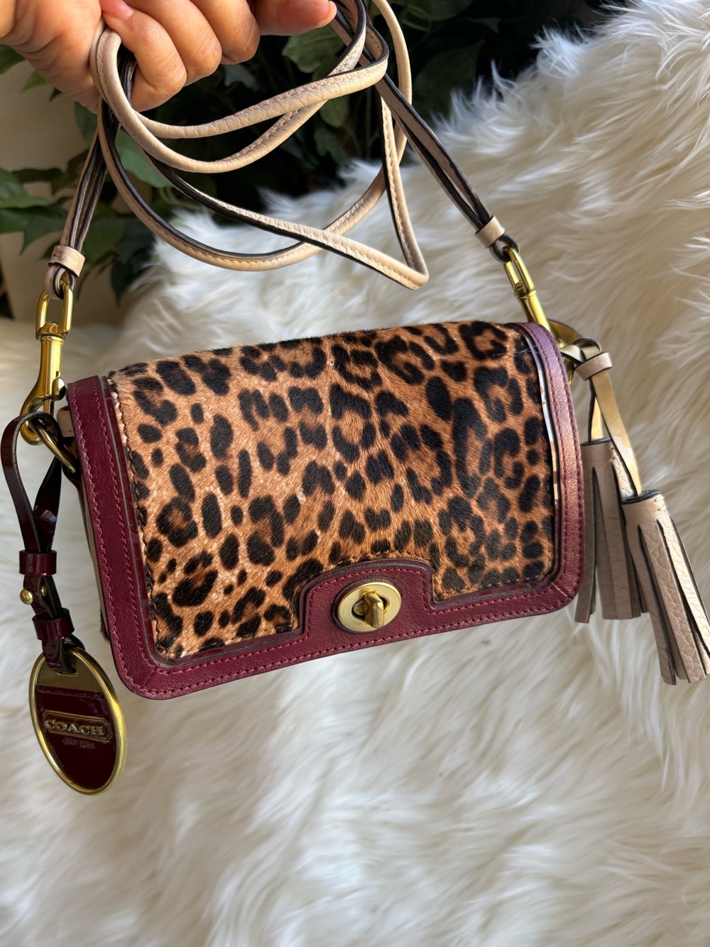 Hard to find AUTHENTIC COACH Legacy Page Leopard Print Haircalf Crossbody.